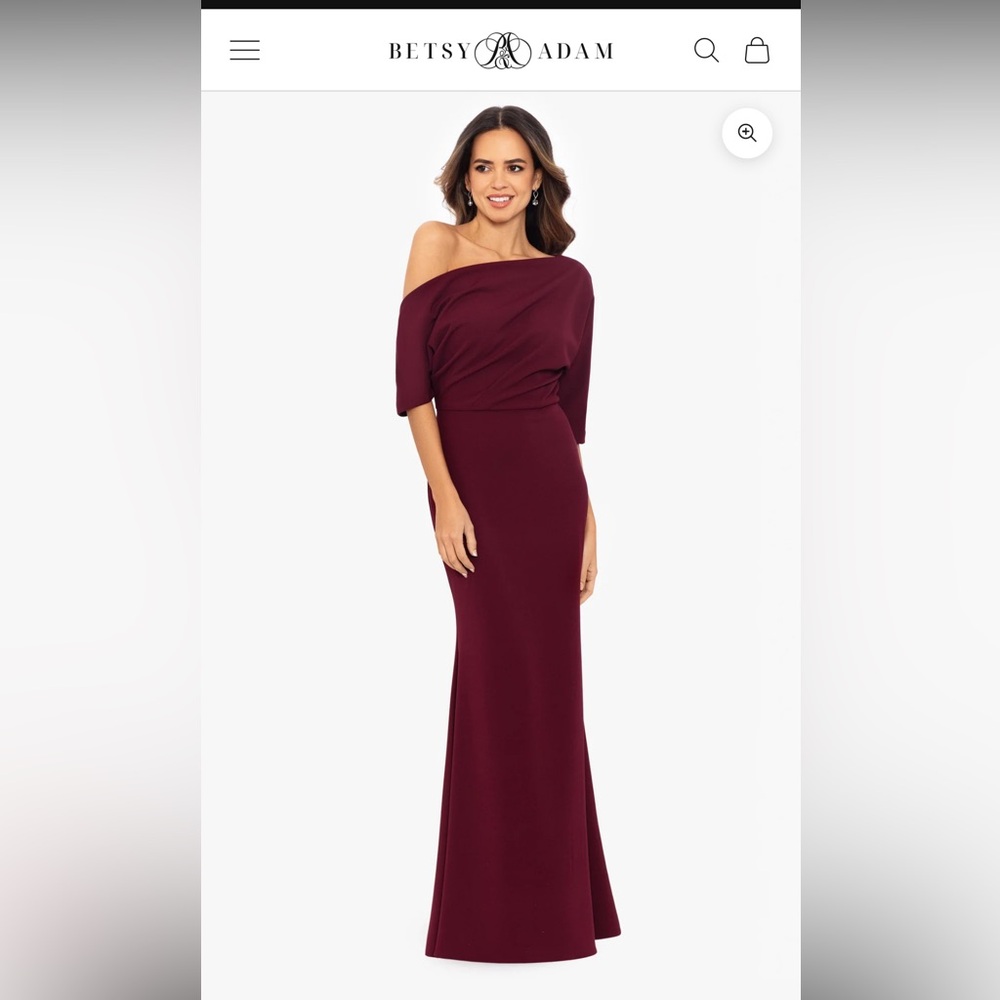 Perfect Condition Betsy & Adam Drop Shoulder Burgundy Formal Dress size 12